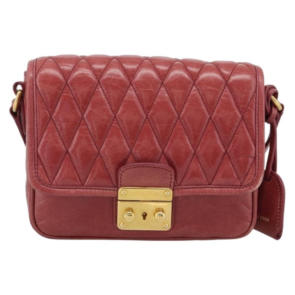 Miu Miu Leather Shoulder Bag Red